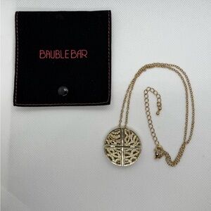 BaubleBar Gold Tone Crystal Medallion Pendant Necklace w/ Extender